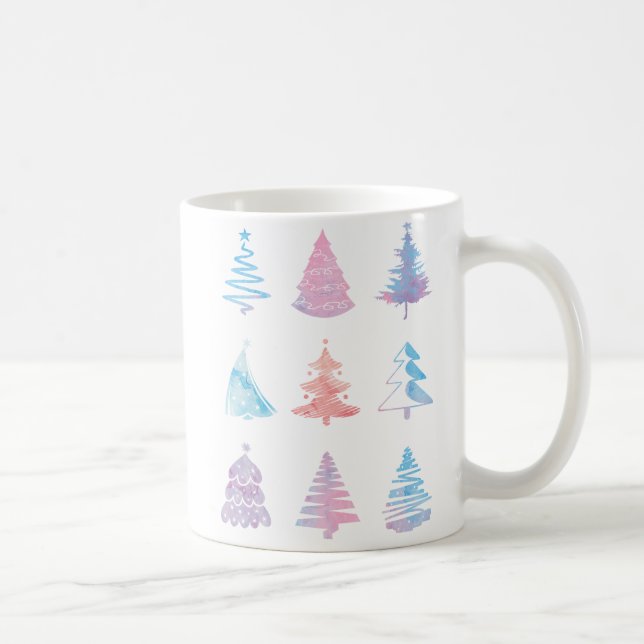 Mug Nom personnalisé Pastel Arbres de Noël Classique M (Droite)