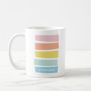 Mug Nom personnalisé Pastel Géométrique Simple Chic