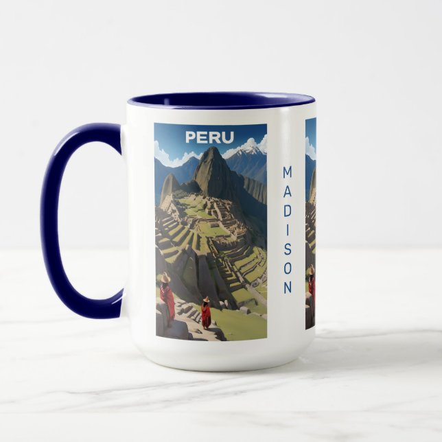 Mug Nom personnalisé Pérou Machu Picchu (Gauche)
