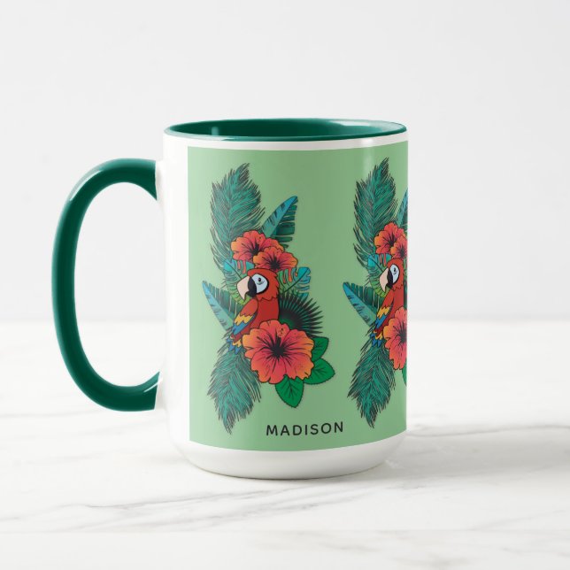 Mug Nom personnalisé Perroquet tropical (Gauche)