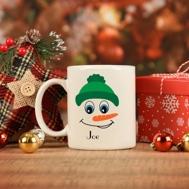Mug Nom personnalisé personnalisé Snowman Casquette ve (Créateur téléchargé)