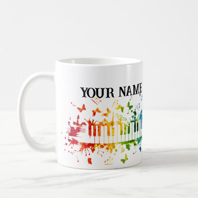 Mug Nom personnalisé petit pour pianiste (Gauche)