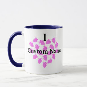 Mug Nom personnalisé Pink Strawberry Heart Lot