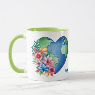 Mug Nom personnalisé Planet Earth Heart