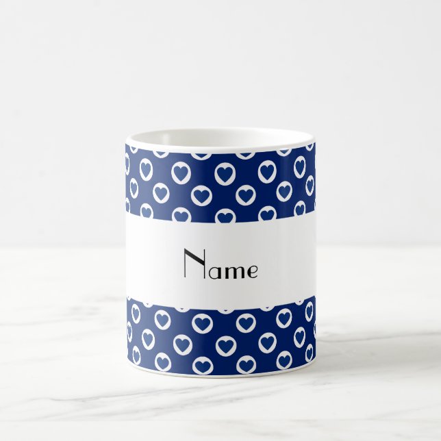 Mug Nom personnalisé pois de coeur bleu (Centre)