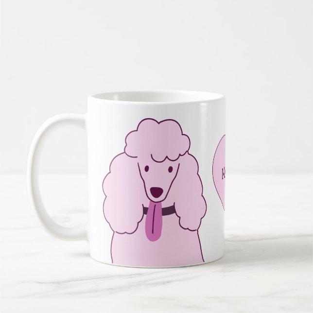 Mug Nom personnalisé Poodles roses (Gauche)