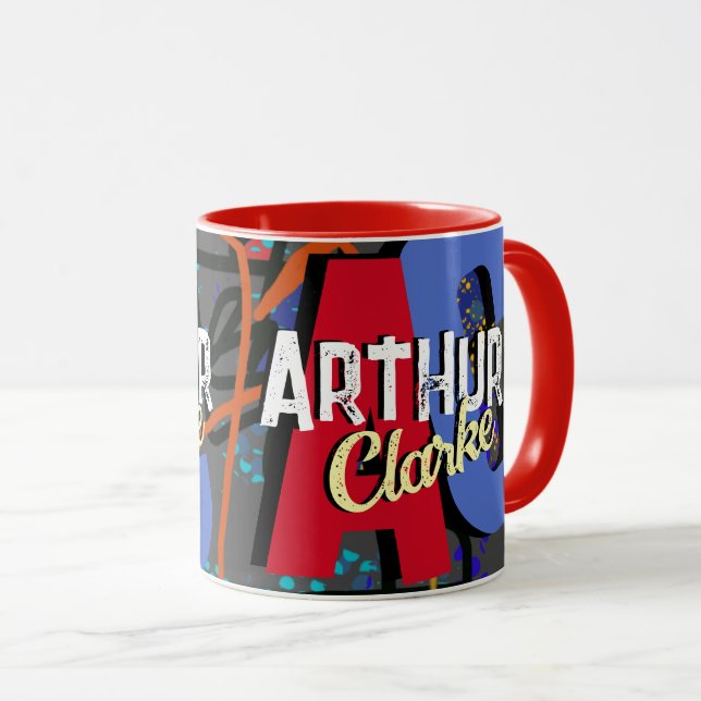 Mug Nom personnalisé Pop Modern Color Red (Devant droit)