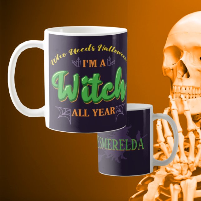 Mug Nom personnalisé - Qui a besoin d'Halloween, sorci (Créateur téléchargé)