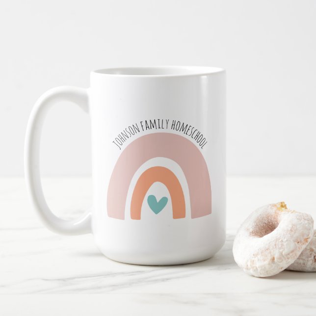 Mug Nom personnalisé Rainbow Homeschool (Avec donut)