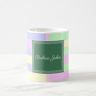 Mug Nom personnalisé rayé pastel