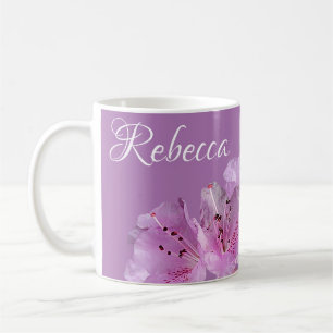 Mug Nom personnalisé Rebecca floral violet rose boho