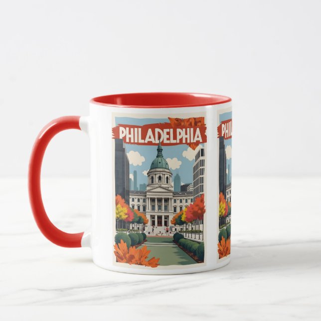 Mug Nom personnalisé Retro Philadelphie (Gauche)