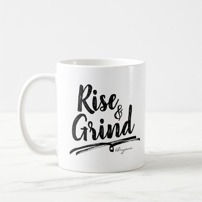Mug Nom personnalisé RISE & GRIND (Gauche)