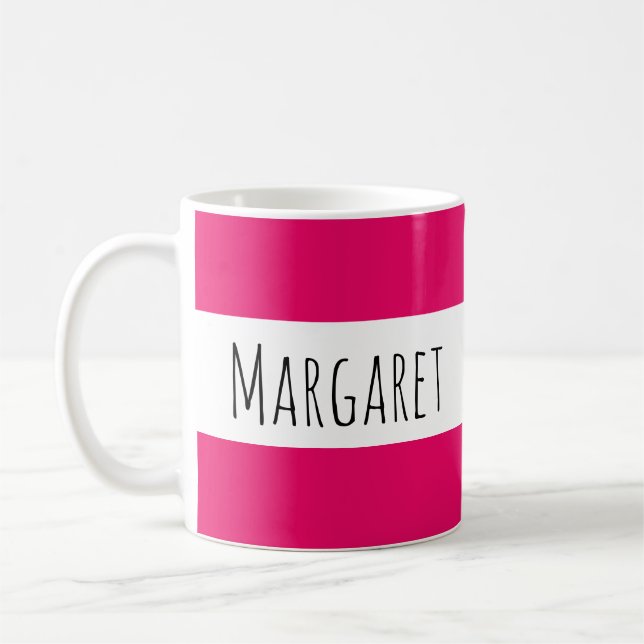Mug Nom personnalisé rose chaud Personnalisé (Gauche)