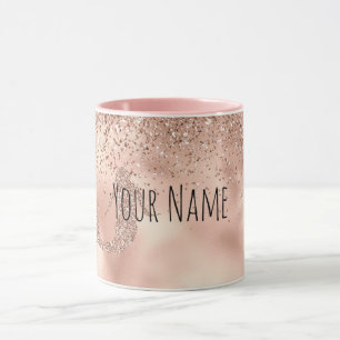 Mug Nom personnalisé Rose Gold Parties scintillant Si