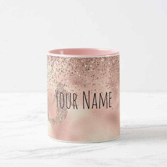 Mug Nom personnalisé Rose Gold Parties scintillant Sir (Centre)