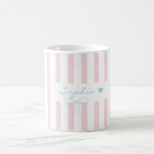 Mug Nom personnalisé rosewater rose rayé 