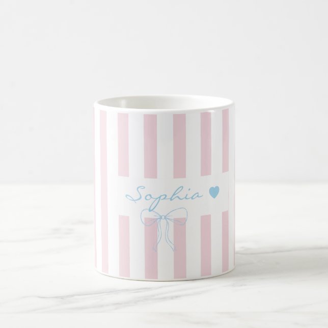 Mug Nom personnalisé rosewater rose rayé  (Centre)