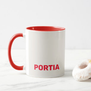 Mug Nom personnalisé rouge clair gris clair