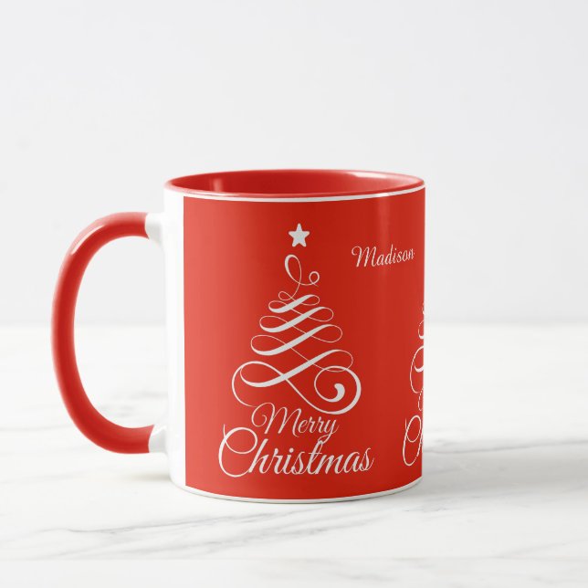 Mug Nom personnalisé Saumons de Noël stylisés (Gauche)
