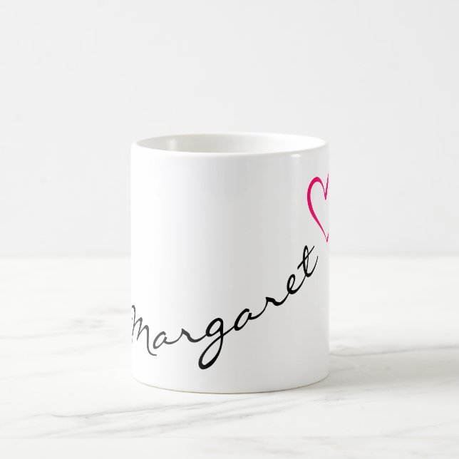 Mug Nom personnalisé Simple Calligraphie Pink Heart Ma (Centre)