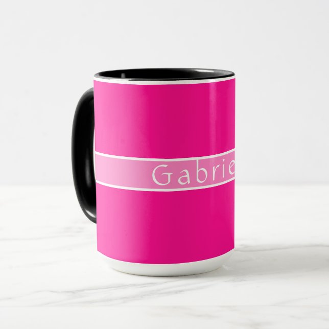 Mug Nom personnalisé Simple Hot Pink (Devant gauche)