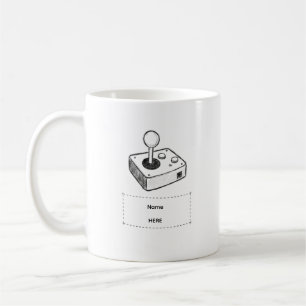 Mug Nom personnalisé Sketch Joystick Gamer Rétro