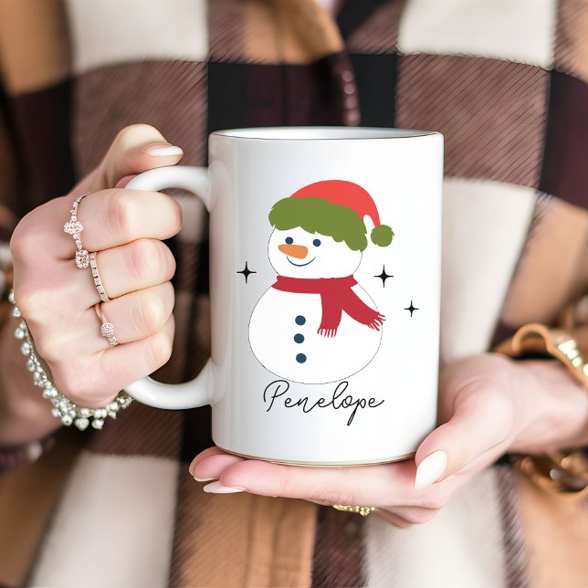 Mug Nom personnalisé Snowman cadeau de Noël pour elle (snowman mug, Christmas vibes mug, personalized snowman mug, custom name mug, holiday mug gift,)