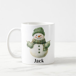 Mug Nom personnalisé Snowman Green Casquette