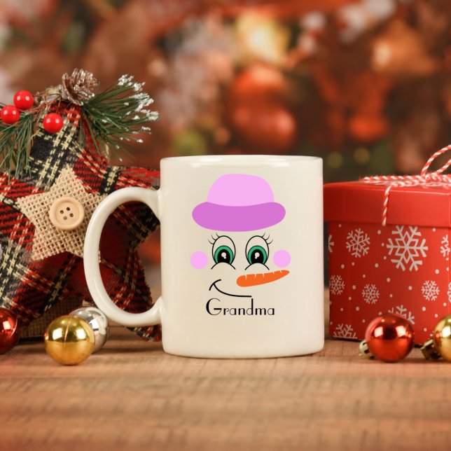 Mug Nom personnalisé Snowman Purple Casquette Scarf (Créateur téléchargé)