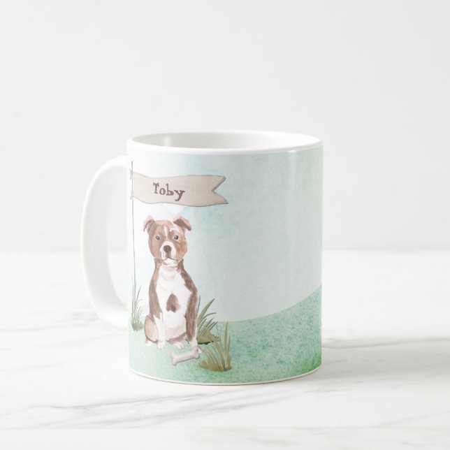 Mug Nom personnalisé Staffordshire Bull Terrier chien  (Devant gauche)