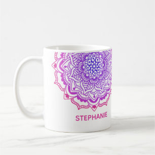 Mug Nom Personnalisé Stylé violet rose Boho Mandala
