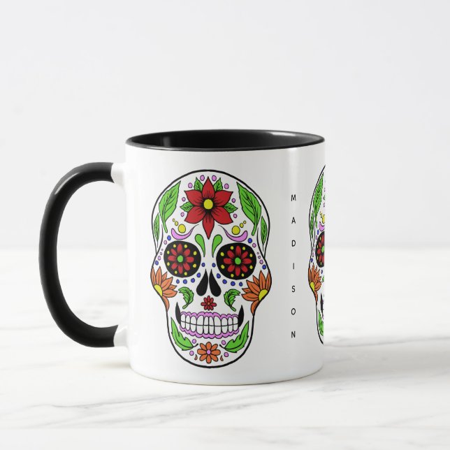 Mug Nom personnalisé Sugar Skull muettes (Gauche)