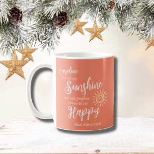 Mug Nom Personnalisé Sunshine Me Rendre Joyeux Peach O