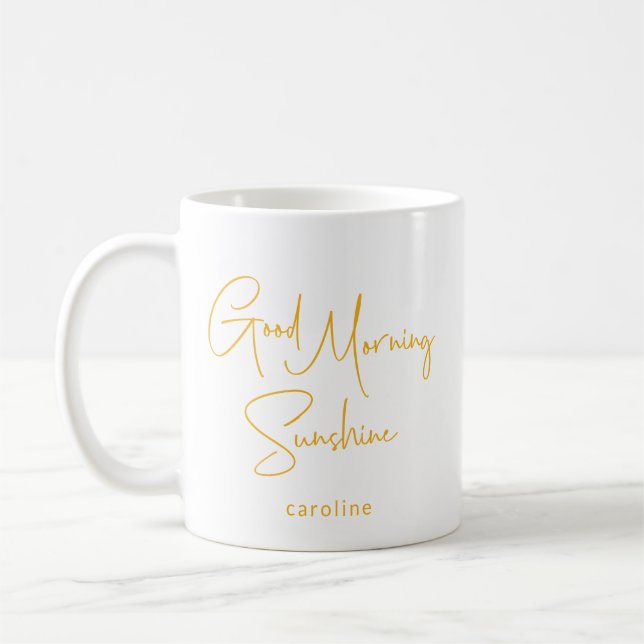 Mug Nom personnalisé Sunshine Morning Cute Moderne (Gauche)