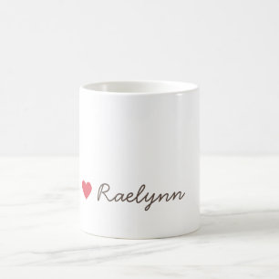 Mug Nom personnalisé Symbole de petit cœur rouge Cute 