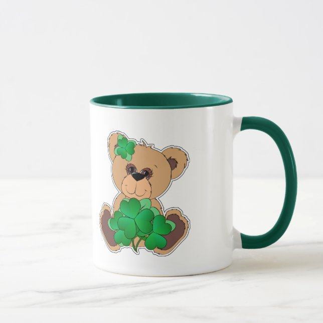 Mug Nom personnalisé Teddy Bear St. Patrick's Day Cade (Droite)