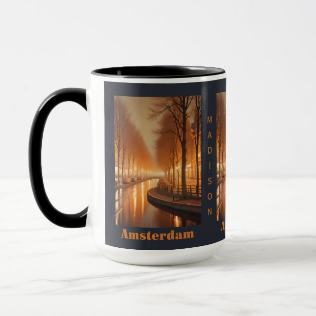 Mug Nom personnalisé / Texte Amsterdam (Gauche)