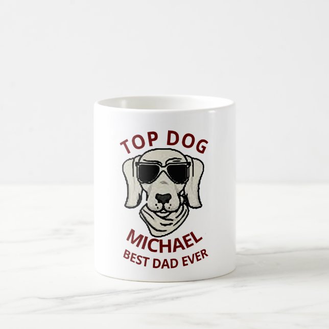 Mug Nom personnalisé Top Chien Papa Fête des pères Caf (Centre)