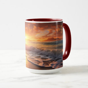 Mug Nom personnalisé Tropical Beach Sunset