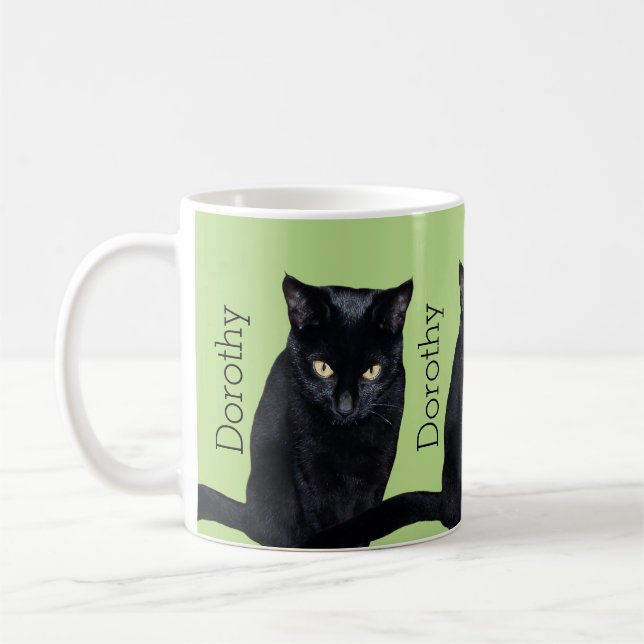 Mug Nom personnalisé vraie par photo de chat noir (Gauche)