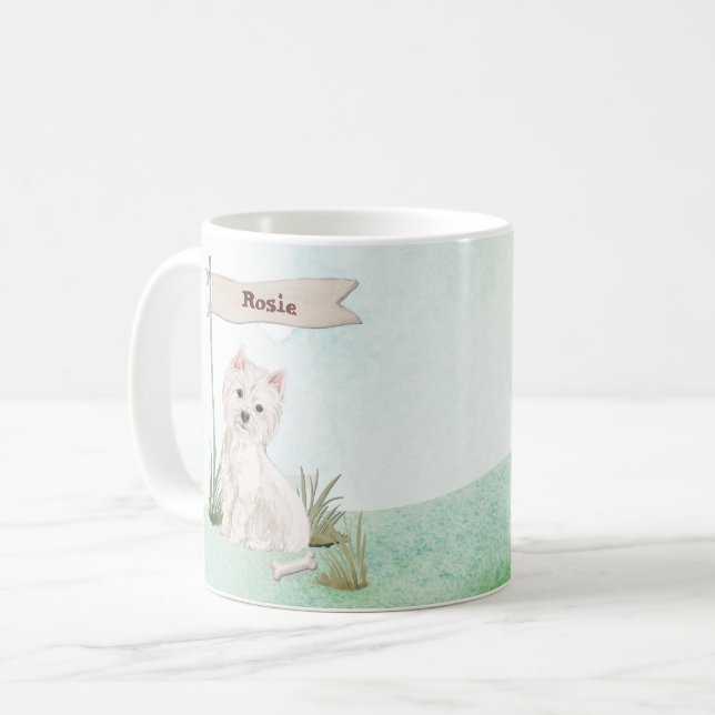 Mug Nom personnalisé Westie chien animal de compagnie (Devant gauche)