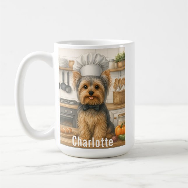Mug Nom personnalisé Yorkshire Terrier Chien Chef (Gauche)