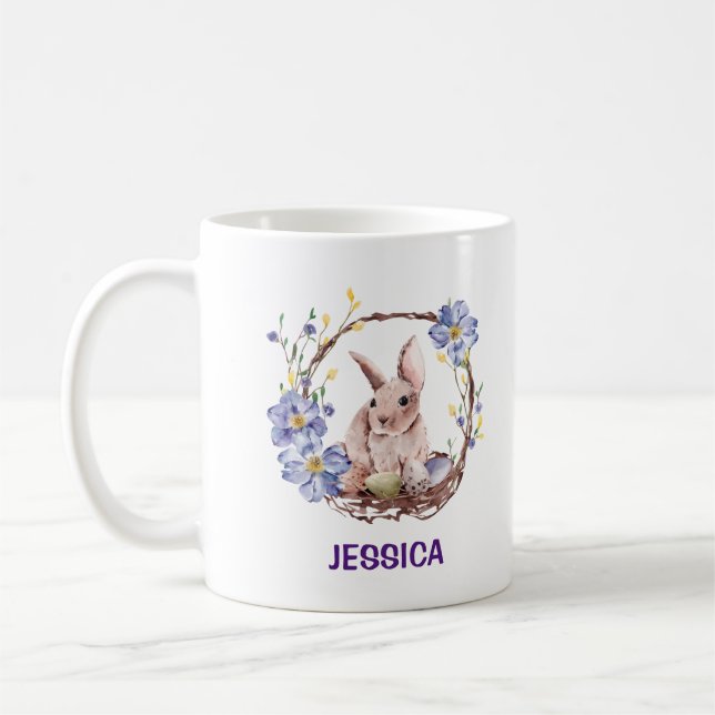 Mug Nom personnel Funny Bunny Happy Pâques (Gauche)