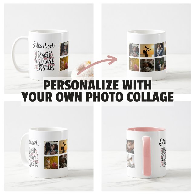 Mug Nom Photo Collage Best Mom Ever Cute Keepsaké (Name Photo Collage Best Mom Ever Cute Keepsake Mug)
