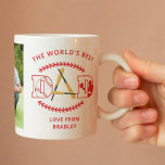 Mug Nom photo personnalisé du meilleur papa du monde<br><div class="desc">World's Best Dad Baseball Custom Photo Name Coffee Mugs présente une de vos photos préférées avec le texte "The World's best dad" dans le script moderne et votre texte personnalisé dans le centre. Personnalisé en modifiant le texte dans les zones de texte fournies et en ajoutant votre photo. CONSEIL PHOTO...</div>