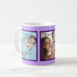 Mug Nom Photo Personnalisé Lilac Violet Élégant Cute<br><div class="desc">Le design comprend trois photos personnalisables et des champs de typographie pour la personnalisation de nom. L'élégante tasse lilas et violet fait un joli cadeau pour les mamans le jour de la Mère - ou tout autre jour, grand-mère, ou besties. Pour des questions ou des demandes spéciales, contactez l'artiste à...</div>