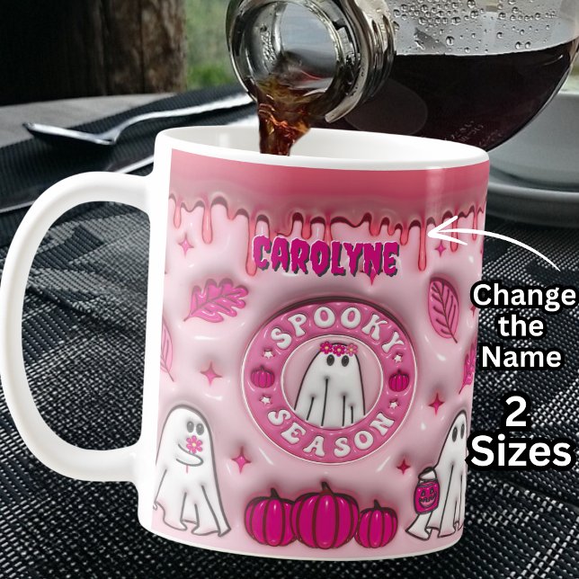 Mug Nom Pink 3D, effet Halloween Ghost Saison Éffrayan (Créateur téléchargé)