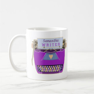 Mug Nom pourpre moderne mignon d'auteur de machine à