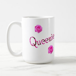 Mug Nom "Queenie" fait de fleurs,